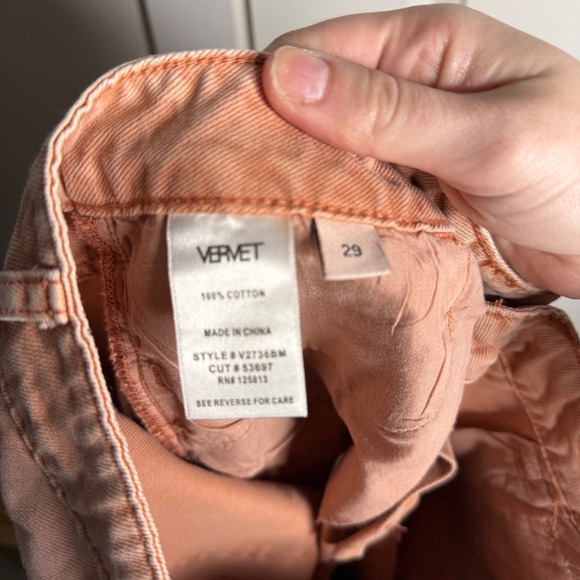 Vervet Distressed Flare Jeans Orange Peach Size 29 Ripped Raw Hem - Picture 5 of 5
